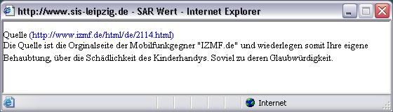 Verwechslung von izgmf und IZMF. Auszug aus einem Popup-Fenster der SIS-Website.